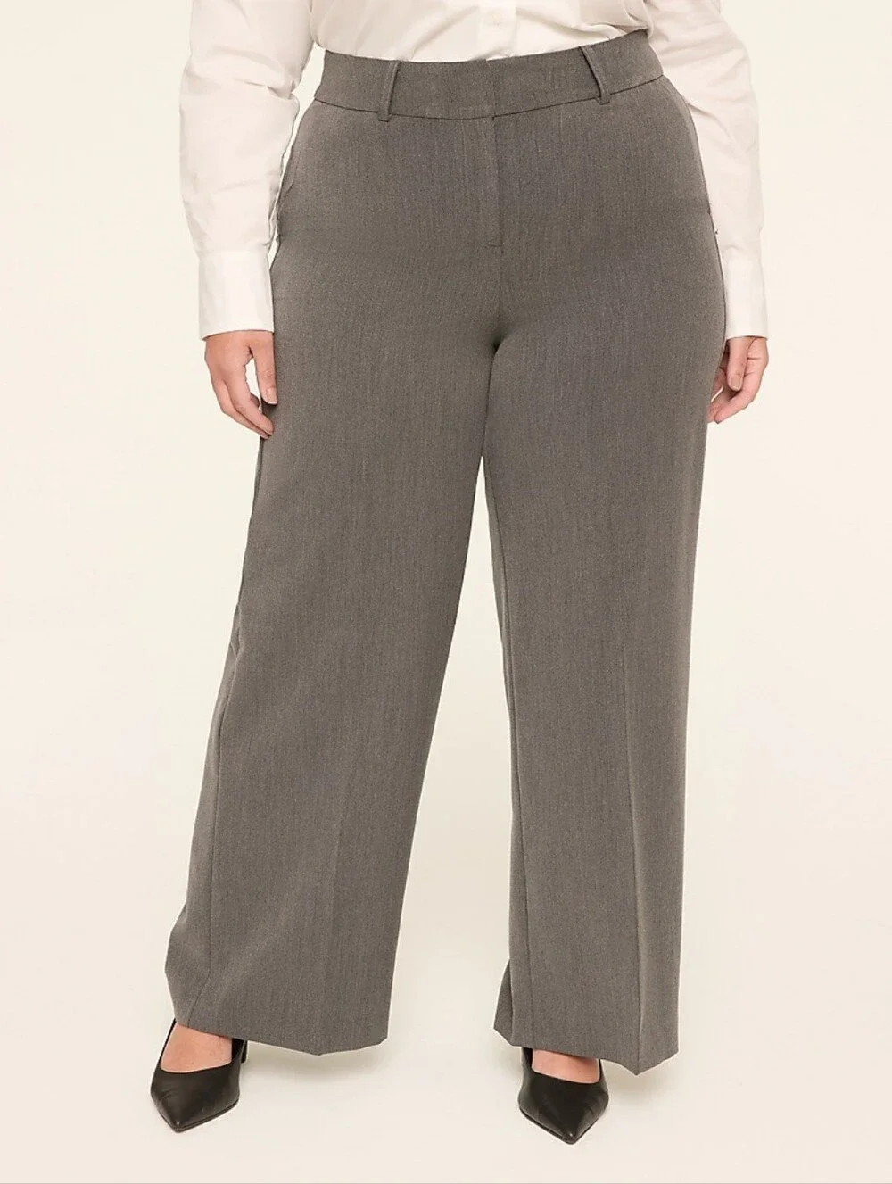 Lane Bryant Wide Leg High Rise Short Pants In Grey